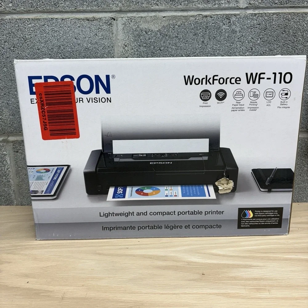 Epson WorkForce WF-110 Inkjet Mobile Printer Rechargeable Portable EUC